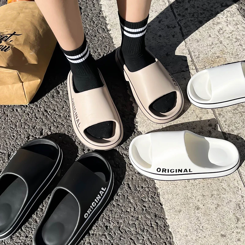 Mule Slip On - Sommer-Paar-Slides, einfarbig, mit Buchstaben bedruckt, Hausschuhe