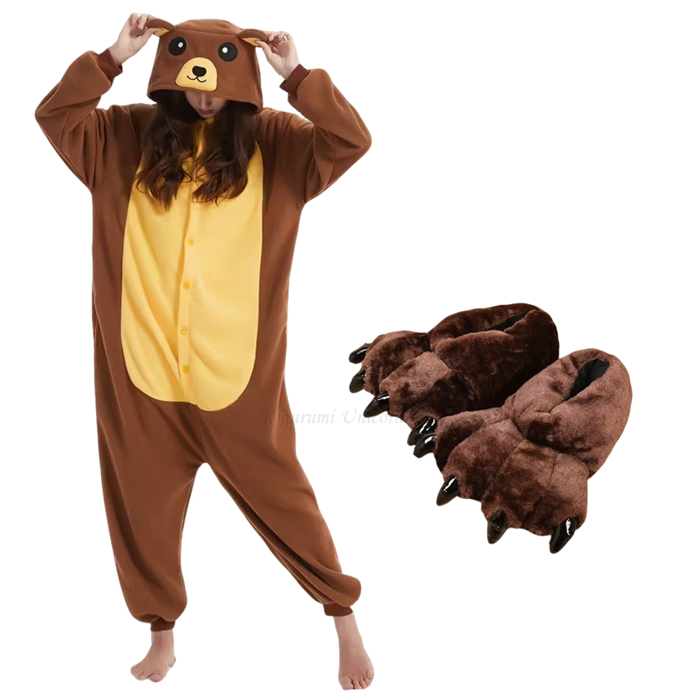 Women Shoes Xxl - Erwachsenen-Tierkostüm Braunbär Kigurumi Einhorn Onesies Pyjamas