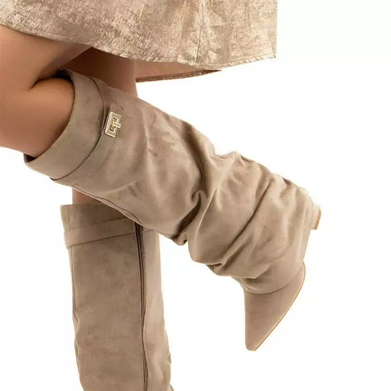 Knee High Boots Women - 2026 Neue Damen-Kniehohe Stiefel mit Metallschnalle,