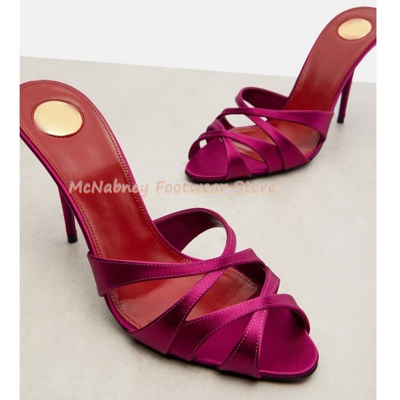 Women'S Shoes Clogs - Spitze Stilettos Satin Stoff Cross-Band römischen